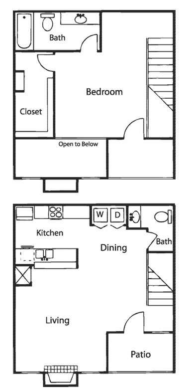a floor plan of a small house with a kitchen and a living room